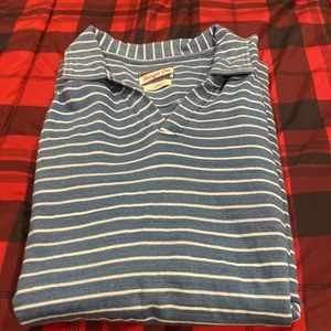 Johnnie-O Hangin' Out Collins Long Sleeve Polo Shirt Men's Large Blue Striped